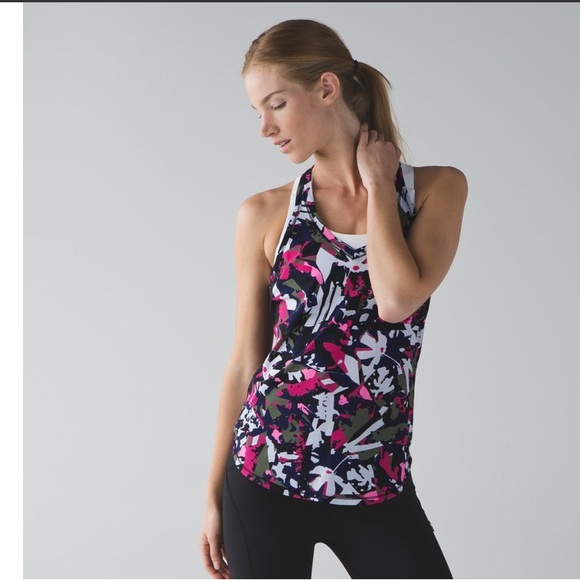 LULULEMON Fast Lane Singlet Pop Cut Boom Juice Multi / Black - Picture 2 of 15